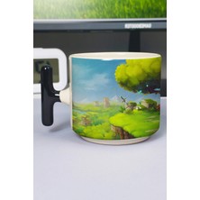 Zipzap Hytale Baskılı Seramik Lüks Kupa (1 Adet) T Şeklinde Özel Siyah Kulp Dalga Kulp V5T
