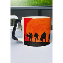 Zipzap Team Fortress Baskılı Seramik Lüks Kupa (1 Adet) Özel Siyah Kulp Dalga Kulp V1D