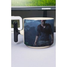 Zipzap Uncharted Baskılı Seramik Lüks Kupa (1 Adet) T Şeklinde Özel Siyah Kulp Dalga Kulp V2T