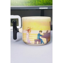 Zipzap Your Lie In April Anime Baskılı Seramik Lüks Kupa (1 Adet) T Şeklinde Özel Siyah Kulp Dalga Kulp V3T