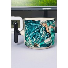 Zipzap Bleach Anime Baskılı Seramik Lüks Kupa (1 Adet) T Şeklinde Özel Siyah Kulp Dalga Kulp V4T