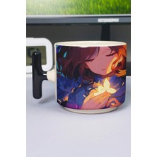 Zipzap Undertale Baskılı Seramik Lüks Kupa (1 Adet) T Şeklinde Özel Siyah Kulp Dalga Kulp V4T