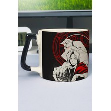 Zipzap Fullmetal Alchemist: Brotherhood Anime Baskılı Seramik Lüks Kupa (1 Adet) Özel Siyah Kulp Dalga Kulp V5D