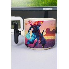 Zipzap Dead Cells Baskılı Seramik Lüks Kupa (1 Adet) T Şeklinde Özel Siyah Kulp Dalga Kulp V1T
