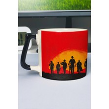 Zipzap Red Dead Redemption 2 Baskılı Seramik Lüks Kupa (1 Adet) Özel Siyah Kulp Dalga Kulp V1D