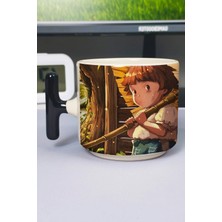 Zipzap Ateşböceklerinin Mezarı Grave Of The Fireflies Anime Baskılı Seramik Lüks Kupa (1 Adet) T Şeklinde Özel Siyah Kulp Dalga Kulp V3T