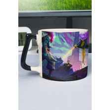 Zipzap Dead Cells Baskılı Seramik Lüks Kupa (1 Adet) Özel Siyah Kulp Dalga Kulp V4D