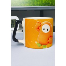 Zipzap Fall Guys Baskılı Seramik Lüks Kupa (1 Adet) Özel Siyah Kulp Dalga Kulp V2D