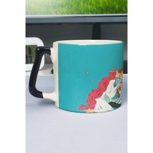 Zipzap Ponyo Anime Baskılı Seramik Lüks Kupa (1 Adet) Özel Siyah Kulp Dalga Kulp V3D