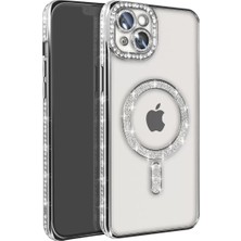 Vuralsin38 Newface Apple iPhone 15 Kılıf Joke Simli Magneticsafe Kılıf - Gümüş