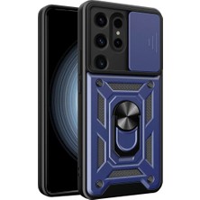 Vuralsin38 Newface Samsung Galaxy S24 Ultra Kılıf Pars Lens Yüzüklü Silikon - Lacivert
