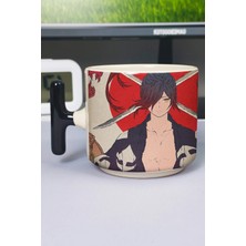 Zipzap Dororo Anime Baskılı Seramik Lüks Kupa (1 Adet) T Şeklinde Özel Siyah Kulp Dalga Kulp V1T