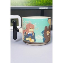 Zipzap Koe No Katachi Anime Baskılı Seramik Lüks Kupa (1 Adet) T Şeklinde Özel Siyah Kulp Dalga Kulp V5T
