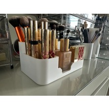 Demirhan3D 💄 Makyaj Organizeri 7 Bölmeli | Beyaz | Pla Doğa Dostu Kozmetik Düzenleyici | 20 x 12,8 x 9 cm