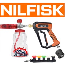 Jo Moyner Astrofoam Nilfisk Uyumlu Köpük Aparatı Foam Lance Köpük Yapıcı Tabancalı Full Set 1000ML Kısa Tetik Seti 5'li Nozzle ve Adaptörlü Foam Cannon