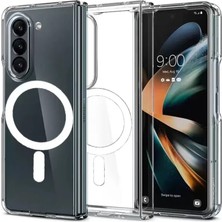 AKM Newface Samsung Galaxy Z Fold 5 Kılıf Magneticsafe Şeffaf Silikon - Şeffaf