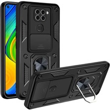 AKM Newface Xiaomi Redmi Note 9 4g Kılıf Pars Lens Yüzüklü Silikon - Siyah