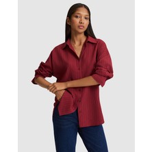 Pierre Cardin Kadın Bordo Oversize Uzun Kollu Gömlek 50318232-VR014