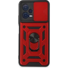 Lotus Store 1606 Newface Xiaomi Redmi Note 12 5g Kılıf Pars Lens Yüzüklü Silikon - Kırmızı