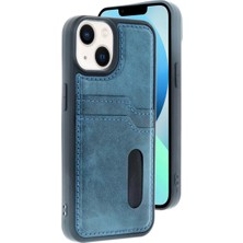 AKM Newface Apple iPhone 14 Kılıf Sara Kartvizitli Deri Kılıf - Lacivert