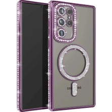 Homestead Newface Samsung Galaxy S25 Ultra Kılıf Joke Simli Magneticsafe Kılıf - Derin Mor