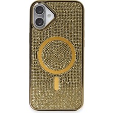 Muratech Newface Iphone 16 Plus Kılıf Diamond Magsafe Kapak - Gold