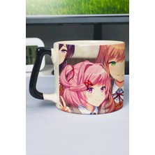 Zipzap Ddlc Baskılı Seramik Lüks Kupa (1 Adet) Özel Siyah Kulp Dalga Kulp V4D