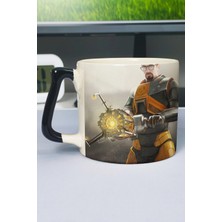 Zipzap Half Life Baskılı Seramik Lüks Kupa (1 Adet) Özel Siyah Kulp Dalga Kulp V1D