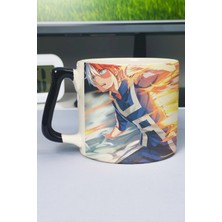 Zipzap Shoto Todoroki Anime Baskılı Seramik Lüks Kupa (1 Adet) Özel Siyah Kulp Dalga Kulp V3D