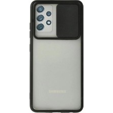 Mentra Online Samsung Galaxy A72 Kılıf Palm Buzlu Kamera Sürgülü Silikon Darbeye Dayanıklı Tam Uyumlu - Siyah