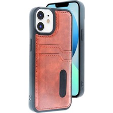 Mentra Online Apple Iphone 11 Kılıf Sara Kartvizitli Deri Kılıf - Taba