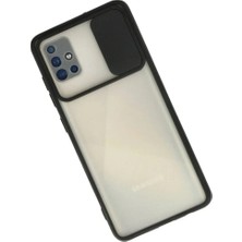 Mentra Online Samsung Galaxy A71 Kılıf Palm Buzlu Kamera Sürgülü Silikon Darbeye Dayanıklı Tam Uyumlu - Siyah