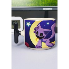 Zipzap Poppy Playtime Baskılı Seramik Lüks Kupa (1 Adet) T Şeklinde Özel Siyah Kulp Dalga Kulp V2T