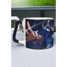 Zipzap Street Fighter Baskılı Seramik Lüks Kupa (1 Adet) Özel Siyah Kulp Dalga Kulp V5D