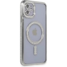 Zenviaa Apple iPhone 11 Kılıf Joke Simli Magneticsafe Kılıf - Gümüş ZENVIAA365423
