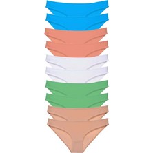 Silky Glows 10 Adet Süper Eko Set Likralı Kadın Slip Ten Beyaz Pudra Yeşil Mavi