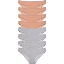 Silky Glows 8 Adet Süper Eko Set Likralı Kadın Slip Külot Ten Gri