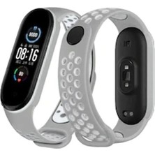 Mentra Online Xiaomi Mi Band 6 Spor Delikli Kordon (Saat Değildir) - Gri-Kırmızı