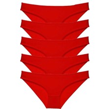 Beritbuj 5 Adet Süper Eko Set Likralı Kadın Slip Külot Kırmızı