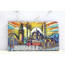 Store Istanbul Temalı Ahşap Dekoratif Magnet 10X5,5 cm Turistik Hediyelik