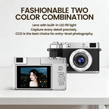 Zenviaa 4K Çantalı Dijital Retro Video Kamera 48MP 16X Zoom Işıklı (32GB) Kart Dijital Fotoğra