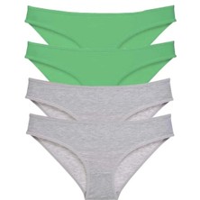 Modanı Seç 4 Adet Süper Eko Set Likralı Kadın Slip Külot Yeşil Gri
