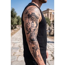 BP Tattoo Spartalı Savaşçı ve Antik Tapınak Temalı Büyük Boy Kol Dövmesi