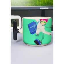 Zipzap Saiki Kusuo Anime Baskılı Seramik Lüks Kupa (1 Adet) T Şeklinde Özel Siyah Kulp Dalga Kulp V1T