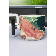 Zipzap Koe No Katachi Anime Baskılı Seramik Lüks Kupa (1 Adet) T Şeklinde Özel Siyah Kulp Dalga Kulp V1T