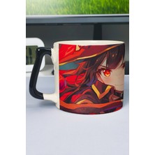 Zipzap Konosuba Anime Baskılı Seramik Lüks Kupa (1 Adet) Özel Siyah Kulp Dalga Kulp V4D