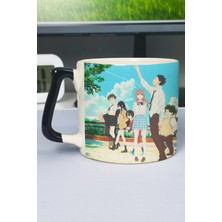 Zipzap Koe No Katachi Anime Baskılı Seramik Lüks Kupa (1 Adet) Özel Siyah Kulp Dalga Kulp V3D