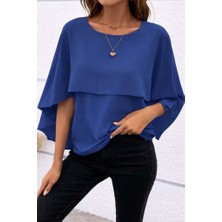 Alyn Wear Kadın Kısa Kollu Yuvarlak Yakalı Geniş Kesimli Yarasa Kollu Sandy Bluz
