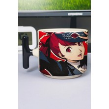 Zipzap Persona 5 Baskılı Seramik Lüks Kupa (1 Adet) T Şeklinde Özel Siyah Kulp Dalga Kulp V3T