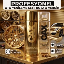 CAXCOLORS Cax Colors Profesyonel Oto Yenileme Seti - Altın Gold Efekt Sprey Boya (400 Ml) + Oto Vernik Spreyi (400 Ml) - Hızlı Kuruyan Jant ve Kaporta Boyası